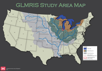 Map showing GLMRIS study areas